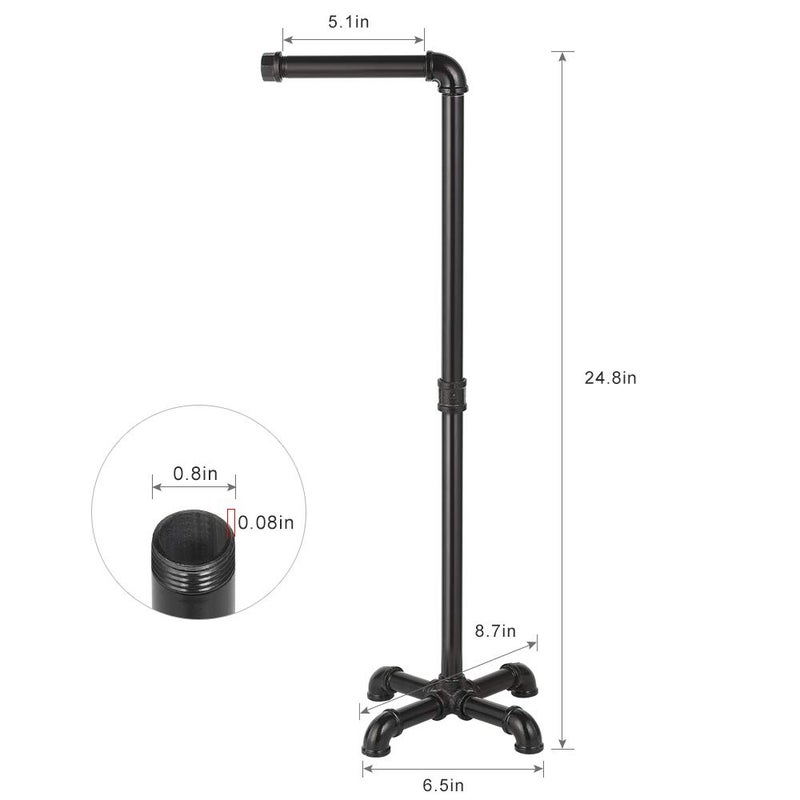 MOOACE Toilet Paper Holder Stand, Industrial Free Standing Bathroom Tissue Paper Roll Dispenser, Black - Image 2
